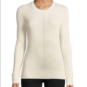 Ellen Tracy Ribbed Metallic Sweater-BEIGE